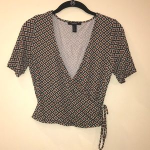 Patterned Wrap Crop Top